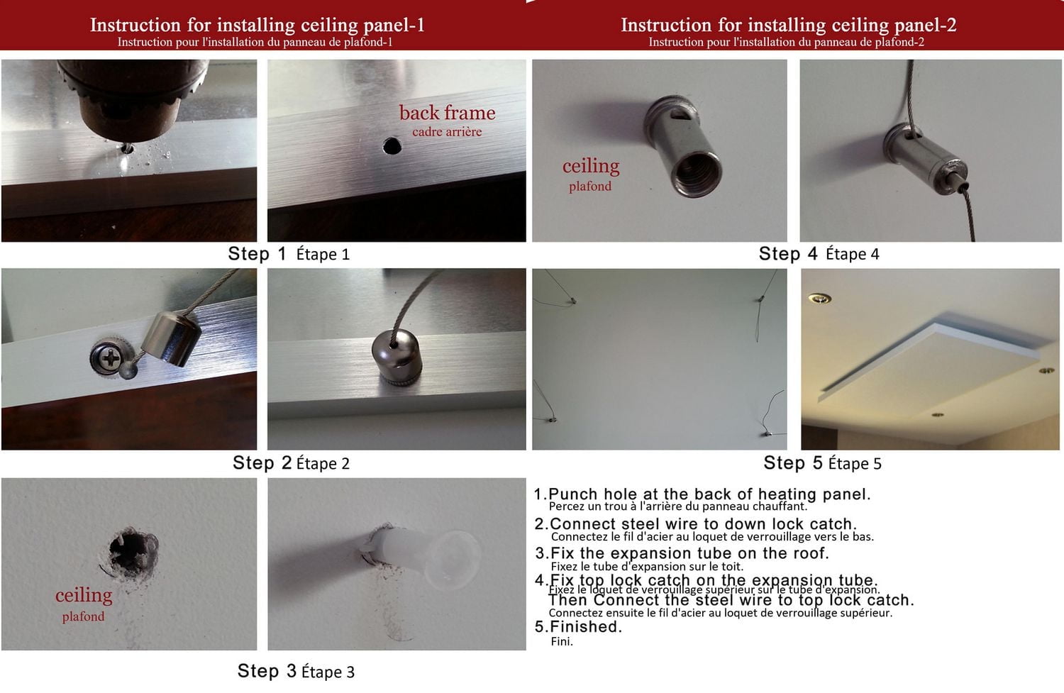 Wexstar Hang Ceiling Installation Kit for Frameless Infrared Panel Heater. It drops the panel up to 40 inches from the ceiling.