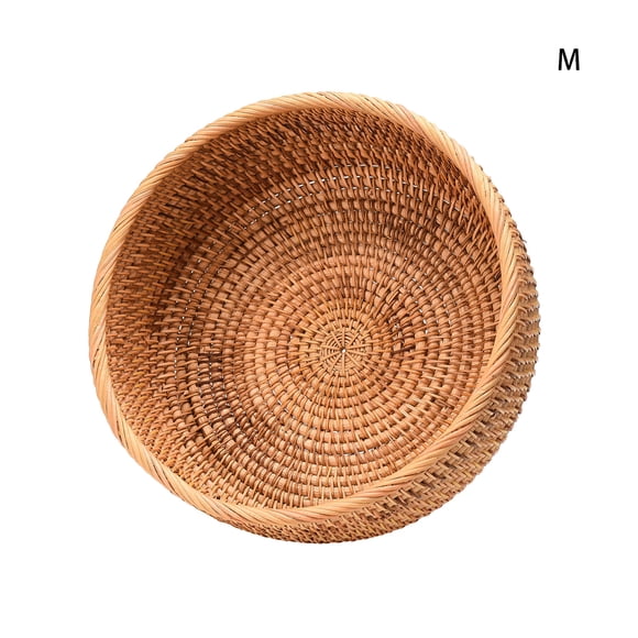Handmade Round Fruit Candy Wicker Basket Organizer Wicker Basket Weaving Storage Holder Dining Bowl