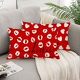 thumbnail image 5 of Valentine''s Day Love Kisses Throw Pillow Covers 12x20 Inch Set of 2 White Hearts Decor Lover‘s Lips Red Throw Pillow Covers Valentine''s Day Cushion Case Decoration for Sofa Couch, 5 of 6