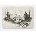 thumbnail image 1 of Landscape Bath Mat, Hand Drawn Landscape Sketch Trees and Mountains Wild Quiet Nature, Plush Bathroom Decor Mat with Non Slip Backing, 29.5" X 17.5", Sepia White, by Ambesonne, 1 of 2