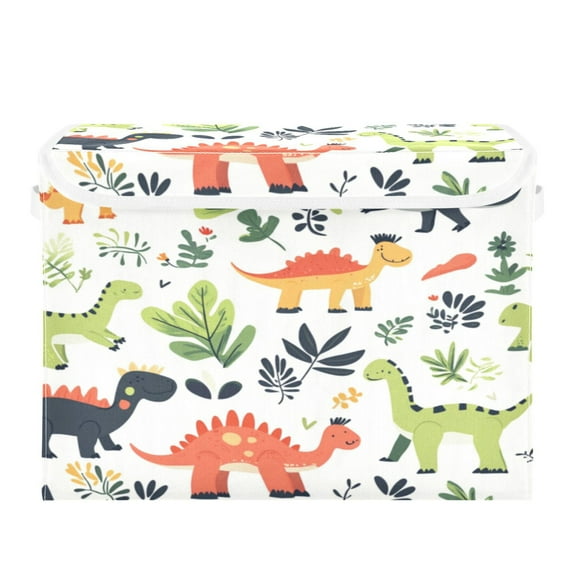 Storage Box With Lid 16.5x12.6x11.8In Foldable Stacked Household Storage Box Colorful Dinosaur Cartoon