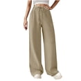 thumbnail image 2 of Tittly Sweatpants Women Lounge Pants Women Women's Pure Salad Rope High Waisted Pants Casual Cotton Pants Baggy Pants Wide Leg Pants Woman Khaki S, 2 of 5