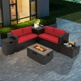 thumbnail image 3 of Costway Ensemble de Mobilier de Terrasse en Rotin 6 Pcs Table à Foyer 32 Pouces Support de Réservoir avec Housse Rouge, 3 of 10