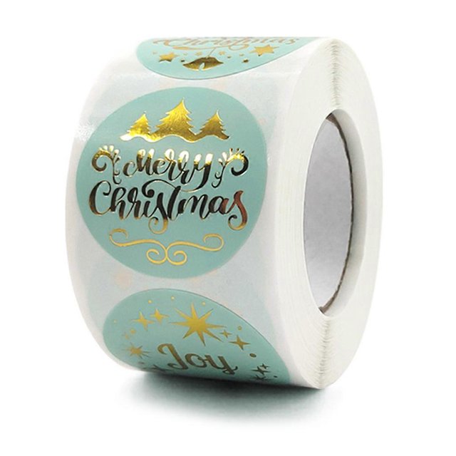 Rollo de 500 pegatinas navideñas, 4 diseños, para sobres decorativos de Navidad, tarjetas, cajas de regalo