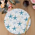thumbnail image 3 of Ocean Blue Starfish Round 15 Inch Placemats Set of 6, Summer Coastal Beach HeatResistant Non Slip Place Mats for Dining Table, Wipeable Braided Kitchen Table Mats for Housewarming, 3 of 9