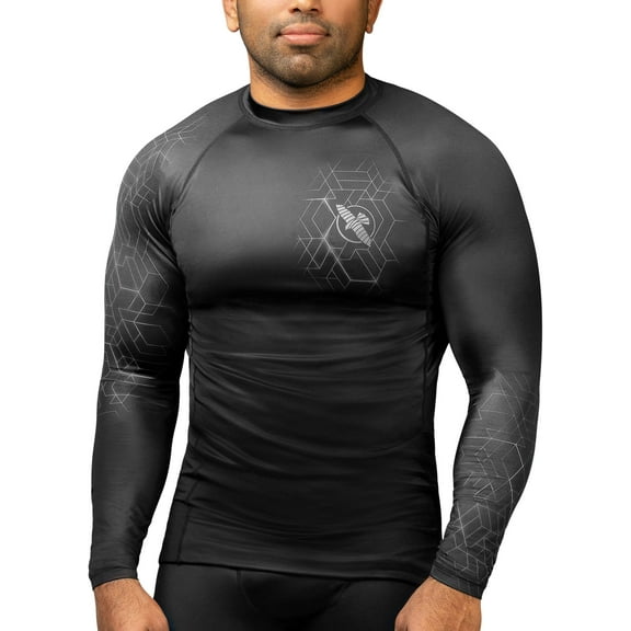 Hayabusa Geo Long Sleeve Jiu Jitsu Rashguard - Grey, XL