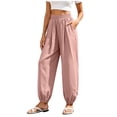 thumbnail image 3 of Noric Women Casual Jogger Pants High Waisted Elastic Waistband with Pockets Loose Fit Cuffed Ankles Workout Trousers, 3 of 9