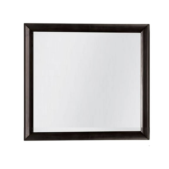 Simo Dresser Vanity Mirror, 40 Inch Modern Black Solid Wood Frame