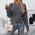 thumbnail image 5 of SWSMCLT Women's Soft Knit Sweater Long Sleeve Pullover Sweaters Thermal Knitted Short Winter Top Warm Fashion Crewneck Spring Drop Shoulder Loose Fit Dark Grey Small, 5 of 5