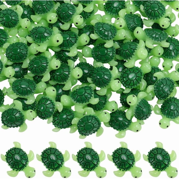 1 Box 60Pcs Glow in The Dark Turtle Figurines Mini Resin Turtles Green Luminous Summer Sea Ocean Animals Tiny Miniatures