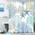 thumbnail image 2 of Tritard Extra Long Shower Curtain Decorative Nautical Coastal Starfish Seashell Beach Bath Curtain Waterproof Fabric Ocean Themed Decor for Bathroom with 12 Hooks, 72 x 84, Blue, 2 of 6