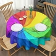 thumbnail image 3 of Rainbow Tie Dye Spiral Pattern Round Tablecloth 60"x60",Wrinkle Wipeable Table Cloth for Kitchen Dining Room Picnic Patio Party, 3 of 6