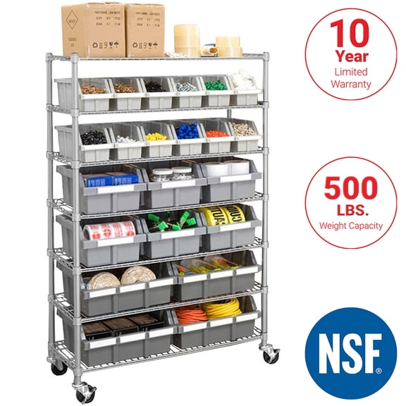Seville Classics Commercial Bin Rack w/ Wheels - 22 Bins NEW FREE SHIPPING