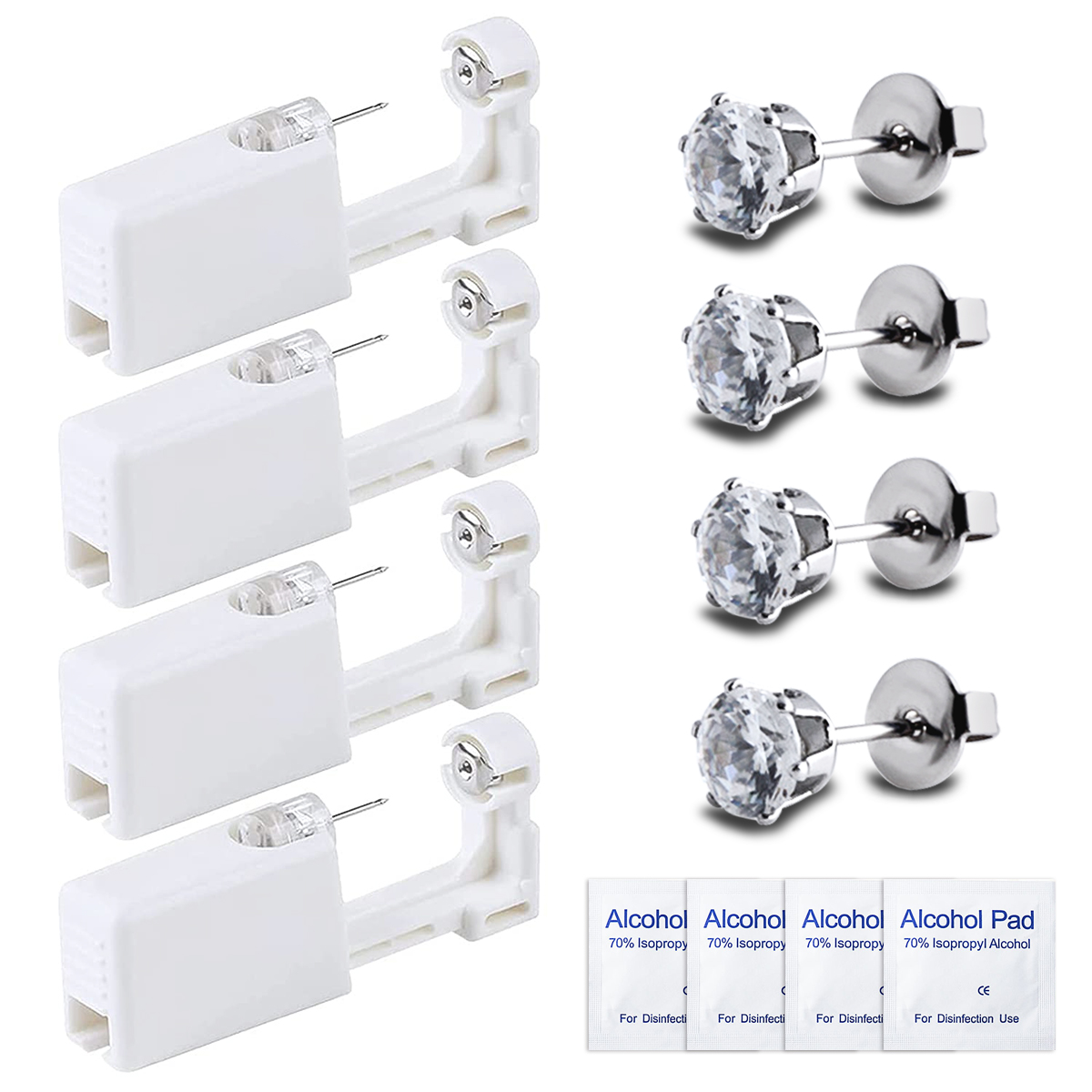 VOCOO Disposable Ear Piercing Kit, SET of 4 Self Ear Piercing Kit with
