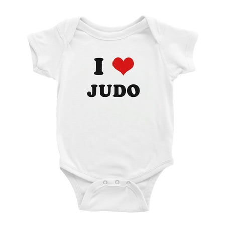 

I Heart Judo Love Sports Fans Funny Baby Rompers (White 12-18 Months)
