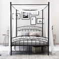 thumbnail image 3 of alazyhome Full ​Size Metal Canopy Bed Frame, Modern Design, Black, 3 of 7