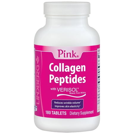 Pink Collagen Peptides with Verisol, Reduces Wrinkle Volume & Improves Skin Elasticity* (180 Tablets, 60 Day (Best Way To Improve Skin Elasticity)