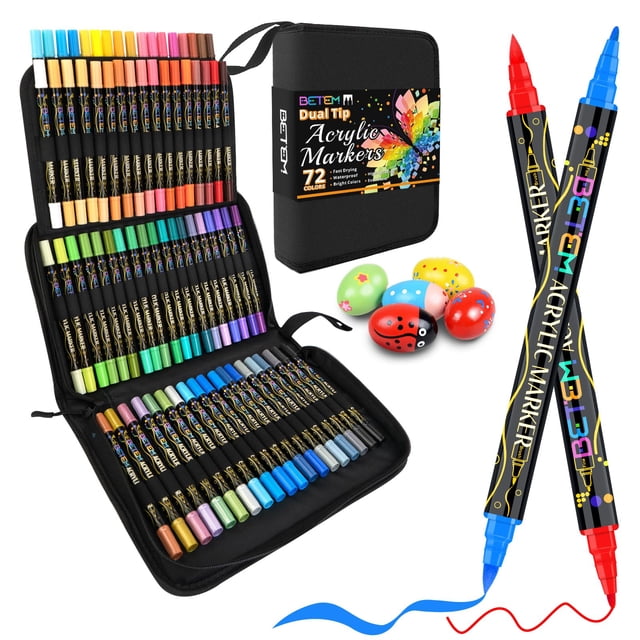 Rotuladores de pintura acrílica Betem, 72 colores, doble punta