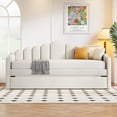 thumbnail image 2 of ARCTICSCORPION Velvet Twin size Modern Multi-Function Upholstered Sofa Bed with Trundle, Beige, 2 of 9