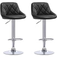 thumbnail image 1 of Furniture Swivel Bar Stools Set of 2, Bar Chairs Adjustable Height Bounded Leather Counter Height Barstools and Sturdy Metal Handel Kitchen Island Stool Black, 1 of 2