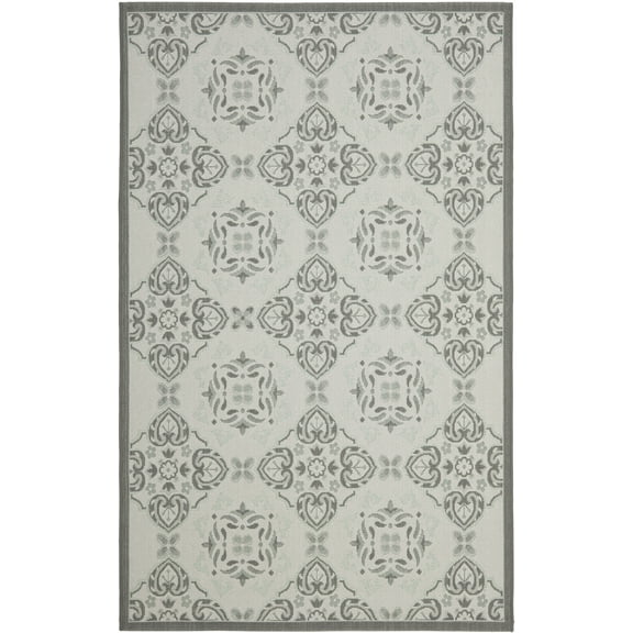 Safavieh Courtyard Louis Geometric Indoor/Outdoor Area Rug, Light Gray/Anthracite, 5'3" x 7'7"