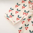 thumbnail image 6 of Pandaie Baby Boys and Girls Christmas Holly Print Long Sleeve Jumpsuit Ruffle Shoulder Bow Winter Newborn Romper Outfit Beige,9-12 Months, 6 of 7
