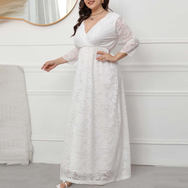 LSLJS Robe Longue en Dentelle Ajourée Mode Femme Robe de Soirée Robe de Cocktail pour Femmes Soirée