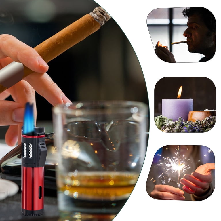 SHIMELE Outdoor Windproof Torch Lighter, Triple Jet Flame Cigar Lighter,  Refillable Butane Lighter, Camping Gear, Hiking Essential, Heavy Duty 