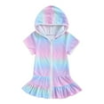 thumbnail image 2 of SXcggal Little Girls Swim Coverup Kids Rainbow Swimsuit Coverup Zip Up Beach Bathing Suit Hooded Bathrobe Beach Dress Beautiful Casual Breathable Girls Swimwear, 2 of 8