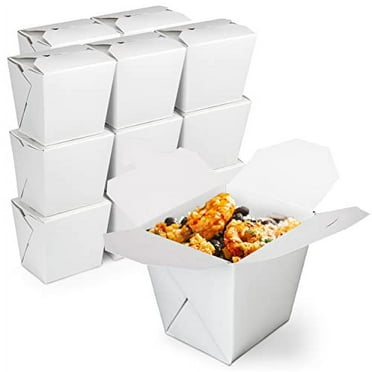 Fit Meal Prep [50 Pack] 16 oz 4 x 3 Rectangle Paper Take Out Food Containers, Plain White Half Quart Chinese Asian To Go Boxes