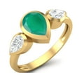 thumbnail image 2 of 1.25 Cts Bezel set Pear Green Onyx 925 Sterling Silver Gold Vermeil Three Stone Women Valentines Day Gifts Ring, 2 of 4