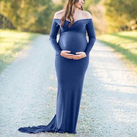 

Sunhillsgrace Maternity Dress Women Pregnants Maternity Photography Props Long Sleeve Solid Dress
