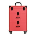 thumbnail image 5 of Rolling Makeup Train Case with 4 Wheels, Cosmetic Nail Polish Organizer with Drawer & Lock for Manicurists, Rose Red, 5 of 18