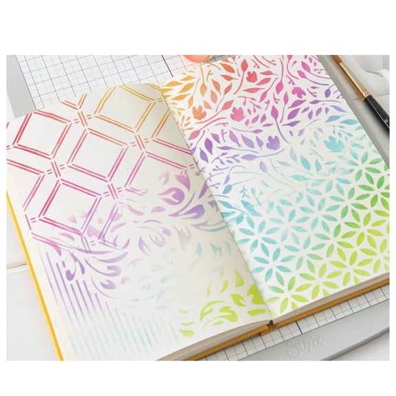 Sizzix Studio Layered Stencils, Backgrounds by Willow Wolfe, 4 Watercolor Art Stencils