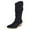 Black, variant on Rokment Women's Slouchy Mid Calf Dress Boots Ladies Fall Winter Trendy Casual Suede Pointed Toe Chunky Block High Heel Wide Calf Tall Boots Black Size 6.5