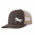 thumbnail image 5 of Running Horse Color Block Trucker Hat Unisex Adjustable Cotton Breathable Fashion Cap for Travel Daily Wear, 5 of 11