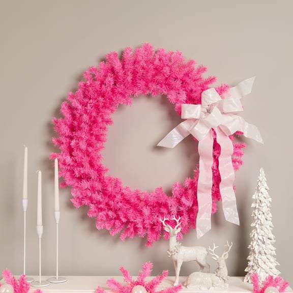 Northlight Artificial Pine Christmas Wreath - 36" - Pink - Unlit