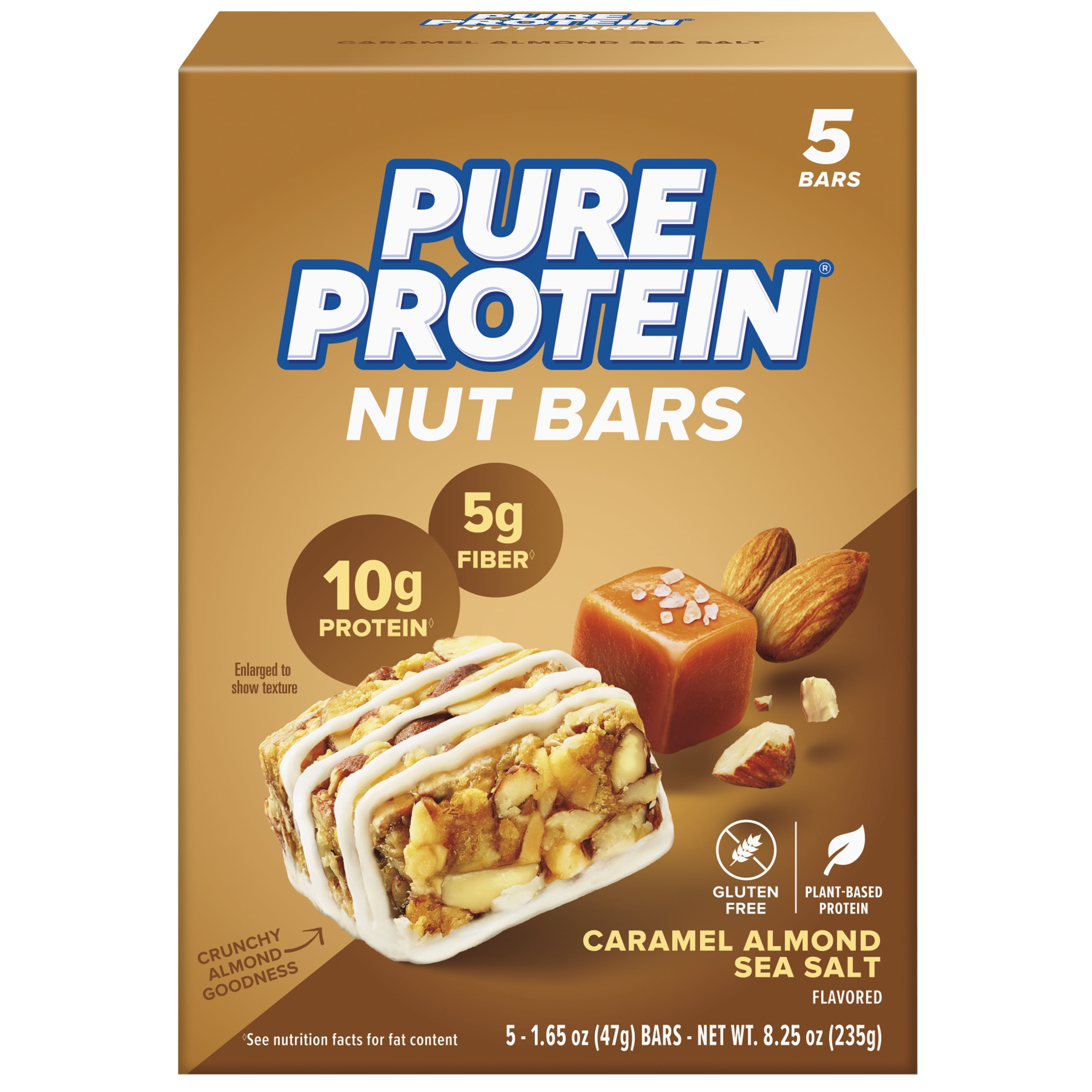 (2 pack) Pure Protein Nut Bars, Caramel Almond Sea Salt, 5 Pack