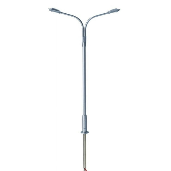 Atlas HO Scale Double-Arm Streetlight 3-Pack with Warm White LED (Gray)