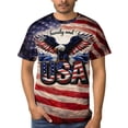 thumbnail image 4 of LAOLIUSN Men's Patriotic Bald Eagle Graphic T-Shirt, American Flag Short Sleeve Crew Neck Tee,Sizes S-4XL, 4 of 7