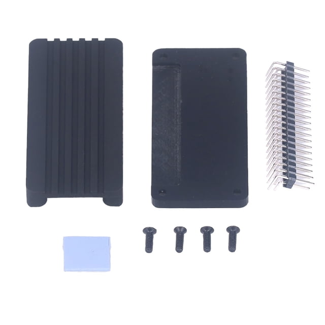 Carcasa de refrigeración pasiva de aleación de aluminio con base acrílica para Raspberry Pi con conector de pines doblado.
