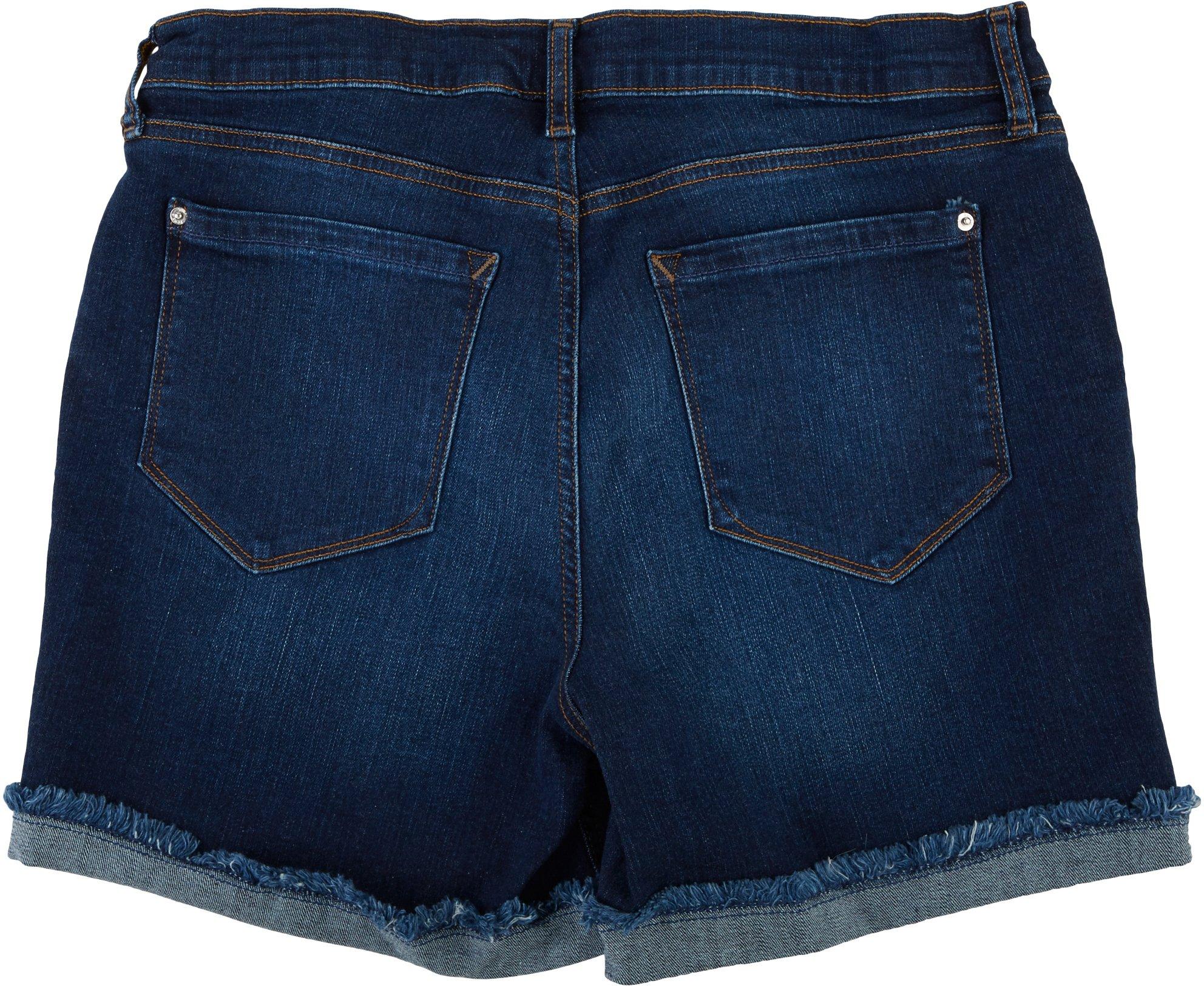 Kensie Jeans Womens Single Roll Cuff Fray Denim Shorts 10 Delfina blue -  Walmart.com
