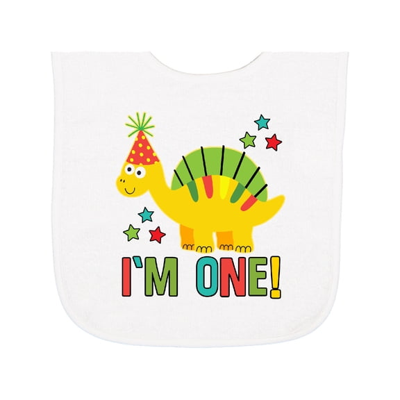 Inktastic Dinosaur First Birthday 1 Year Old Baby Terry Cloth Bib