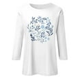 thumbnail image 4 of EHTMSAK Womens Plus Size Tops 3/4 Sleeve Sport T-Shirts Sunflower Elbow Sweatshirts Lightweight Plus Size Blouses Casual Summer Tunic Tops for Leggings Blue M, 4 of 5