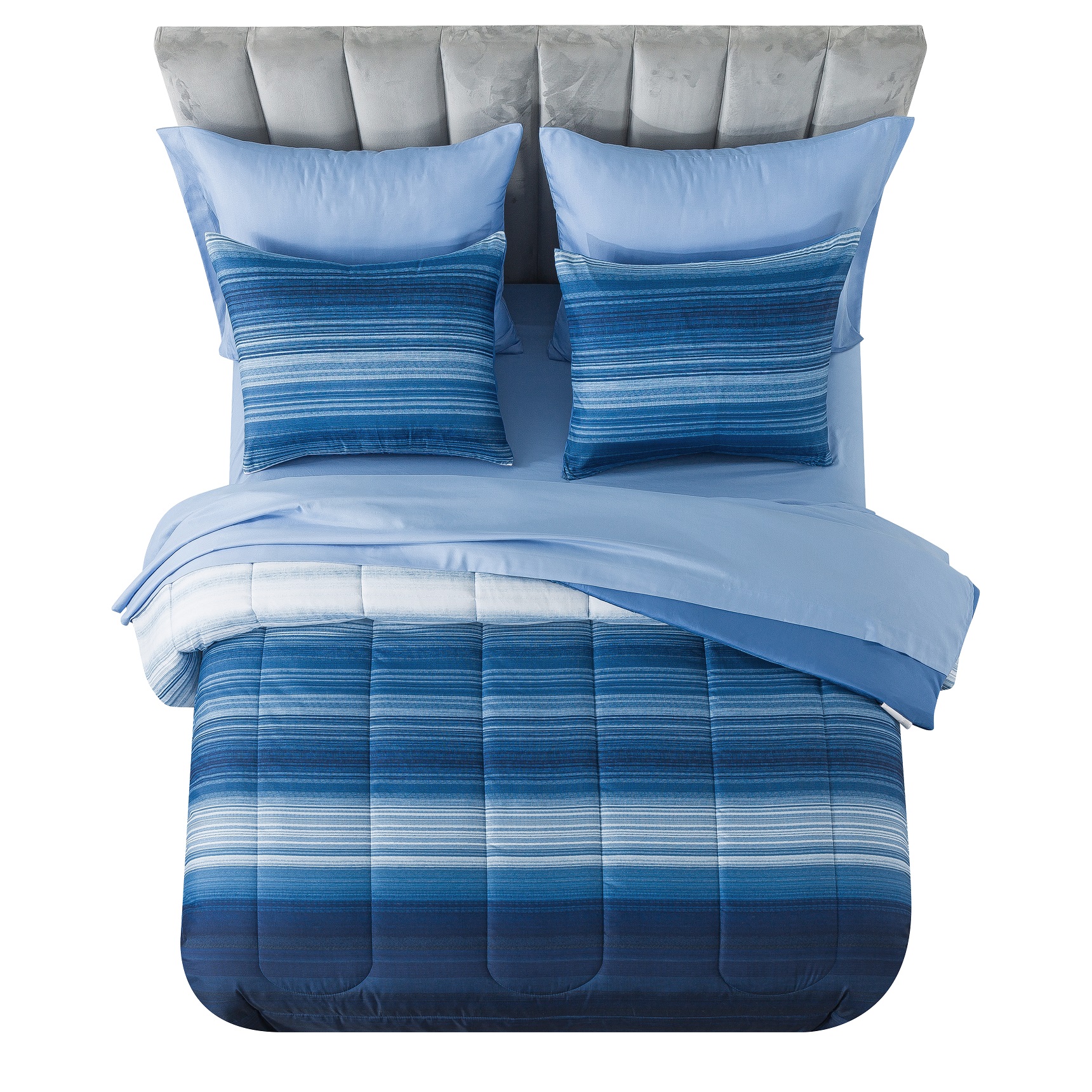 Mainstays Blue Stripe 6 Piece Bed in a Bag Comforter Set With Sheets, Twin/Twin XL - image 4 of 8
