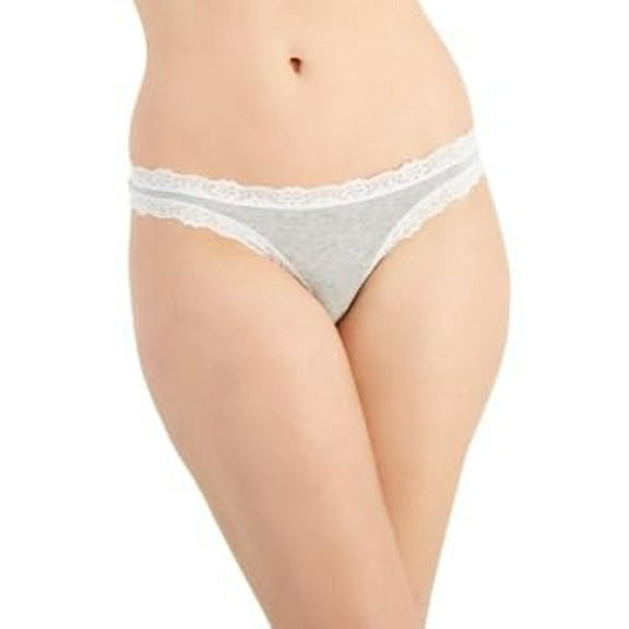 Jenni Women's Lace-Trim Thong, Heather Grey, XXXL