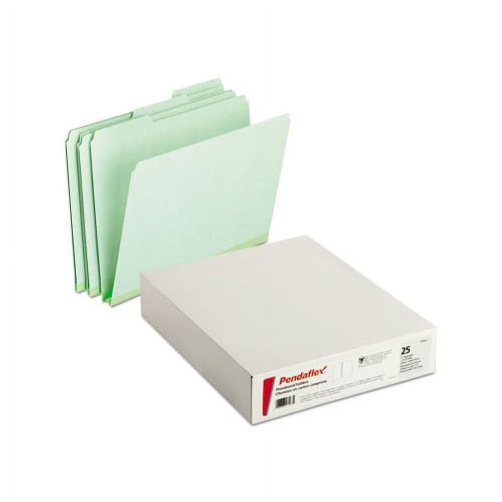Pressboard Expanding File Folders 1/3-Cut Tabs, Letter Size, Green, 25/Box