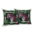 thumbnail image 4 of Ambesonne Leopard Throw Pillow Cover Pack of 2, Abstract Jungle Wild Cat, 2 Pcs-36"x36", Emerald Magenta and Black, 4 of 5