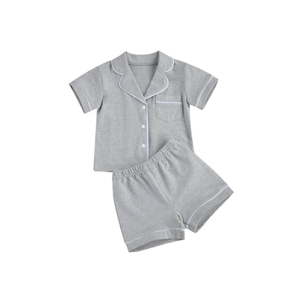 Meihuida Toddler Baby Satin Silk Pajamas Set, ButtonDown 2Piece