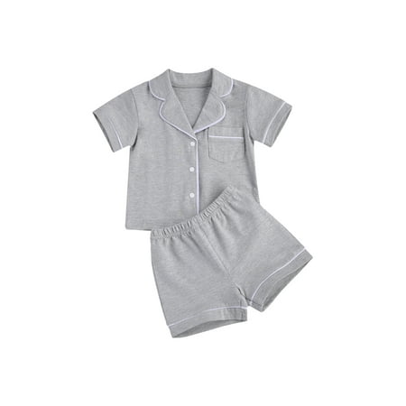 

Musuos Toddler Baby Satin Silk Pajamas Set Button-Down 2-Piece Sleepwear PJs for Kids